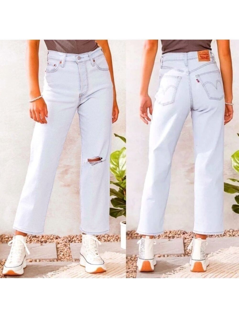 Levi’s Ribcage Straight Ankle High Waisted Jeans in Space Ripple